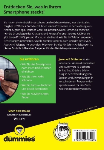 Buchcover und Innenansicht für das Buch: Android Smartphones für Dummies