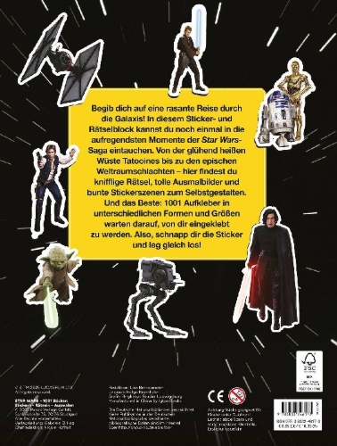 Buchcover und Innenansicht für das Buch: Star Wars: 1001 Sticker - Stickern - Rätseln - Ausmalen