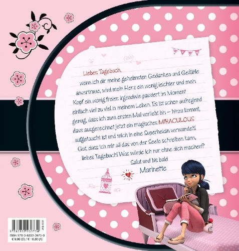 Buchcover und Innenansicht für das Buch: Miraculous: Marinettes Tagebuch