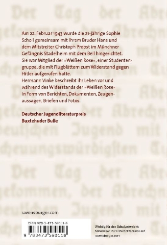 Buchcover und Innenansicht für das Buch: Das kurze Leben der Sophie Scholl