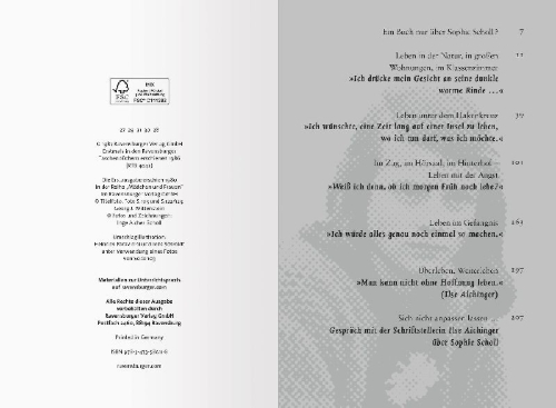 Buchcover und Innenansicht für das Buch: Das kurze Leben der Sophie Scholl