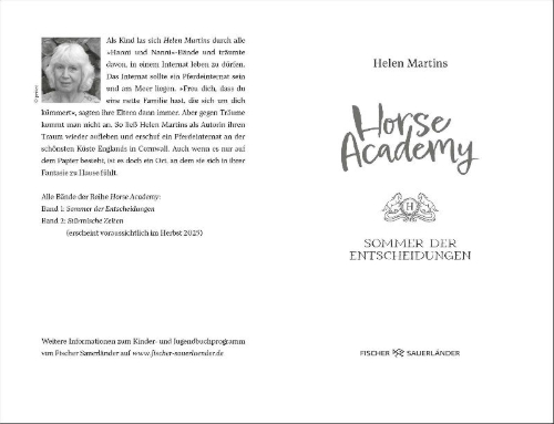 Buchcover und Innenansicht für das Buch: Horse Academy - Sommer der Entscheidungen