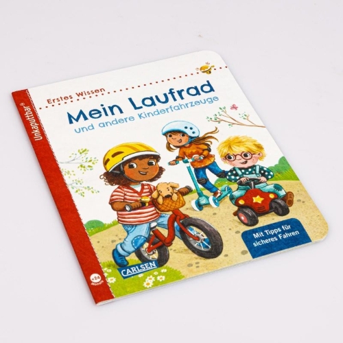 Buchcover und Innenansicht für das Buch: Unkaputtbar: Mein Laufrad und andere Kinderfahrzeuge