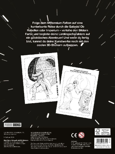 Buchcover und Innenansicht für das Buch: Star Wars: Malspaß mit 3D-Stickern