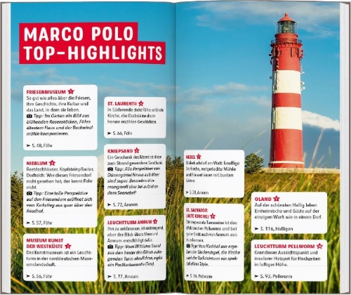 Buchcover und Innenansicht für das Buch: MARCO POLO Reiseführer Föhr, Amrum, Pellworm, Nordstrand, Halligen
