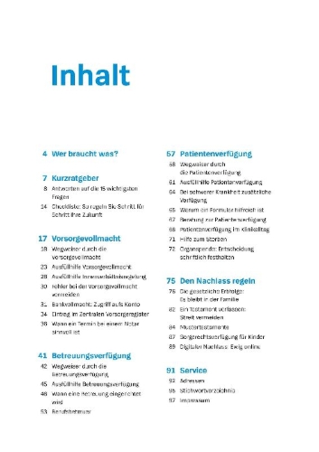 Buchcover und Innenansicht für das Buch: Das Vorsorge-Set