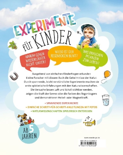 Buchcover und Innenansicht für das Buch: Experimente für Kinder