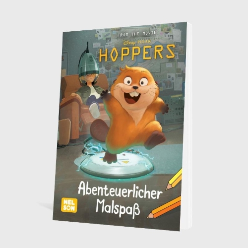Buchcover und Innenansicht für das Buch: Disney Kreative Beschäftigung: Hoppers: Malblock zum Film