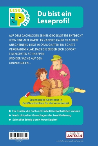 Buchcover und Innenansicht für das Buch: Leseprofis - GROSSBUCHSTABEN: DIE GEHEIMNISVOLLE SCHATZKARTE, Erstes Lesen
