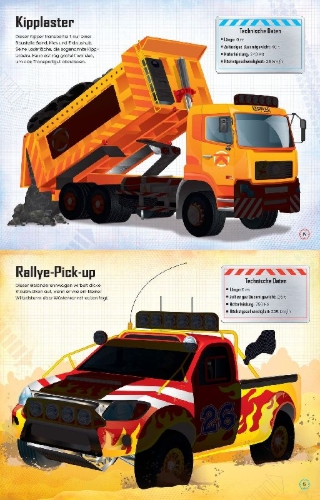 Buchcover und Innenansicht für das Buch: Der große Stickerspaß: Trucks