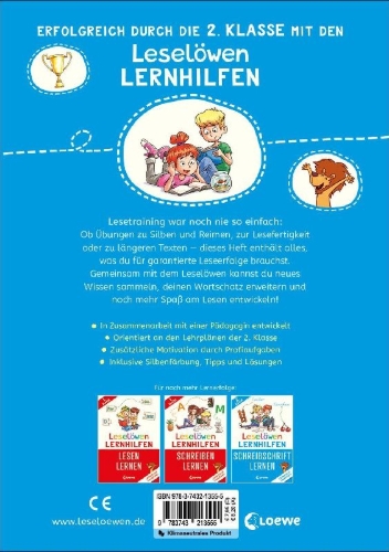 Buchcover und Innenansicht für das Buch: Leselöwen Lernhilfen - Lesen üben - 2. Klasse