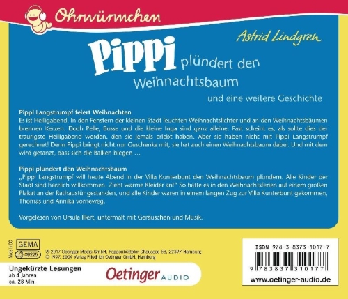 Buchcover und Innenansicht für das Buch: Pippi Långstrump har julgransplundring