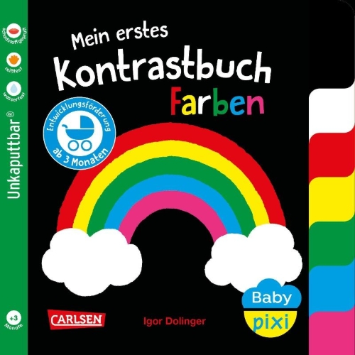 Buchcover und Innenansicht für das Buch: Baby Pixi (unkaputtbar) 170: Mein erstes Kontrastbuch: Farben