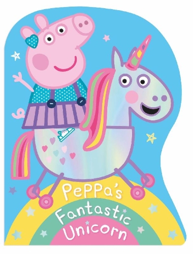 Buchcover und Innenansicht für das Buch: Peppa Pig: Peppa's Fantastic Unicorn Shaped Board Book