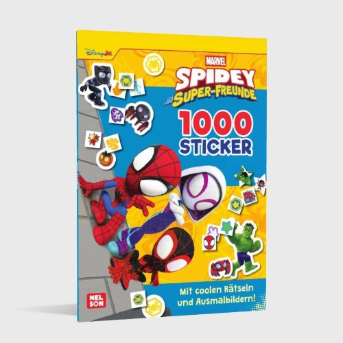 Buchcover und Innenansicht für das Buch: Spidey und seine Super-Freunde: 1000 Sticker