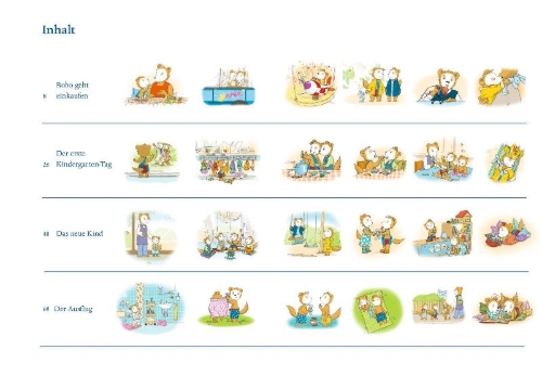 Buchcover und Innenansicht für das Buch: Bobo Siebenschläfer: Viel Spaß im Kindergarten!