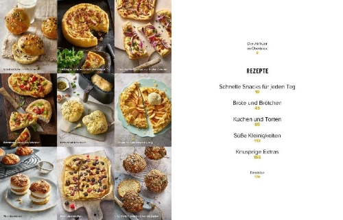 Buchcover und Innenansicht für das Buch: Airfryer-Blitzrezepte Backen