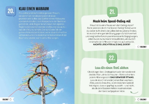 Buchcover und Innenansicht für das Buch: 100 Dinge, die MANN einmal im Leben getan haben sollte