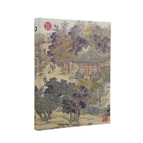 Buchcover und Innenansicht für das Buch: 12-Monatskalender 2027 Goldenes Zeitalter der Prosperität Ultra Tagesüberblick