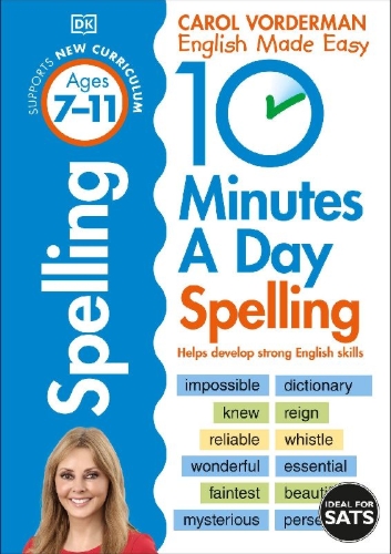 Buchcover und Innenansicht für das Buch: 10 Minutes A Day Spelling, Ages 7-11 (Key Stage 2)