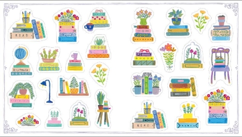 Buchcover und Innenansicht für das Buch: A Book Lover's Sticker Book