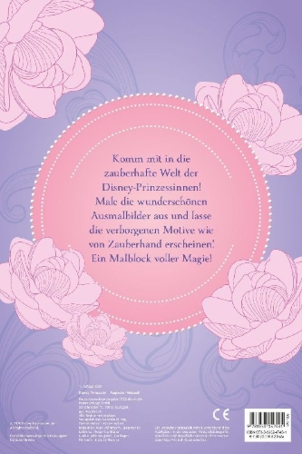 Buchcover und Innenansicht für das Buch: Disney Prinzessin: Magischer Malspaß - Entdecke verborgene Motive!