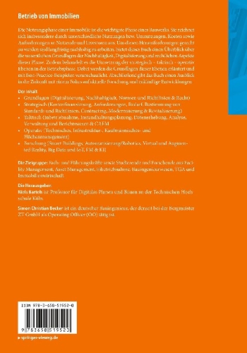 Buchcover und Innenansicht für das Buch: Betrieb von Immobilien