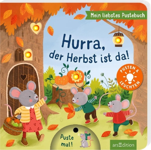 Buchcover und Innenansicht für das Buch: Mein liebstes Pustebuch - Hurra, der Herbst ist da!