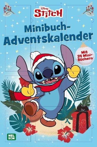 Buchcover und Innenansicht für das Buch: Disney: Stitch Minibuch-Adventskalender