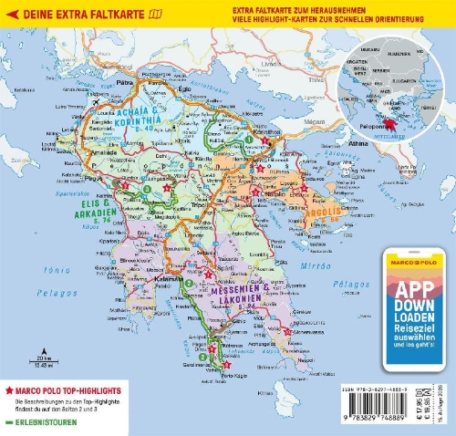 Buchcover und Innenansicht für das Buch: MARCO POLO Reiseführer Peloponnes