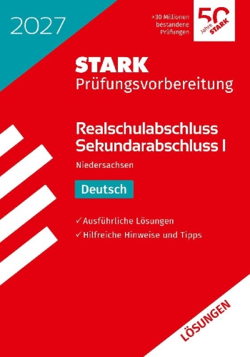 Buchcover und Innenansicht für das Buch: STARK Lösungen zu Deutsch - Realschulabschluss 2027 Niedersachsen - Prüfungsvorbereitung