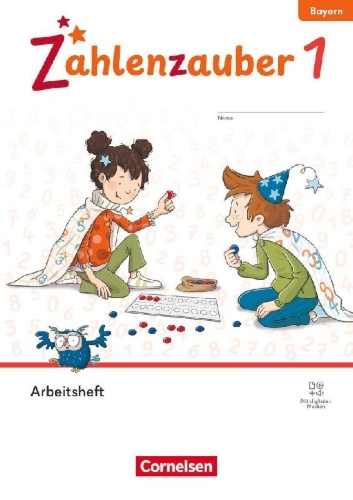 Buchcover und Innenansicht für das Buch: Zahlenzauber 1. Jahrgangsstufe - Mathematik für Grundschulen - Ausgabe Bayern 2026 - Arbeitsheft - Mit Ziffernschreibkurs-Heft und digitalen Medien