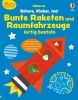 Buchcover und Innenansicht für das Buch: Kleine Kreativ-Werkstatt: Schere, Kleber, los! Bunte Raketen und Raumfahrzeuge fertig basteln