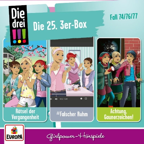 Buchcover und Innenansicht für das Buch: Die drei !!! 3er Box - Folgen 74,76,77