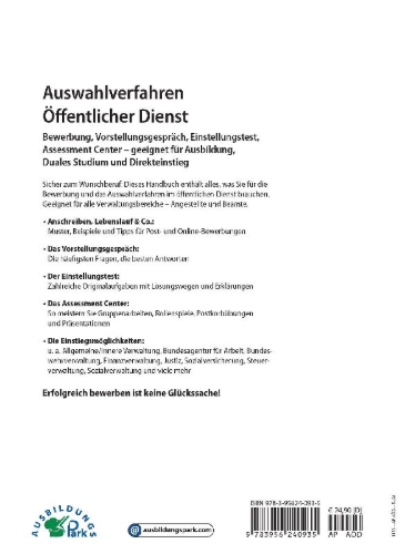 Buchcover und Innenansicht für das Buch: Auswahlverfahren Öffentlicher Dienst
