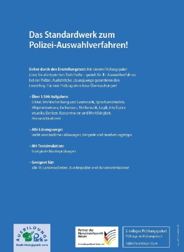Buchcover und Innenansicht für das Buch: Einstellungstest Polizei: Prüfungspaket mit Testsimulation