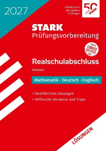 Buchcover und Innenansicht für das Buch: STARK Lösungen zu Mathematik, Deutsch, Englisch - Realschulabschluss 2027 Hessen - Prüfungsvorbereitung