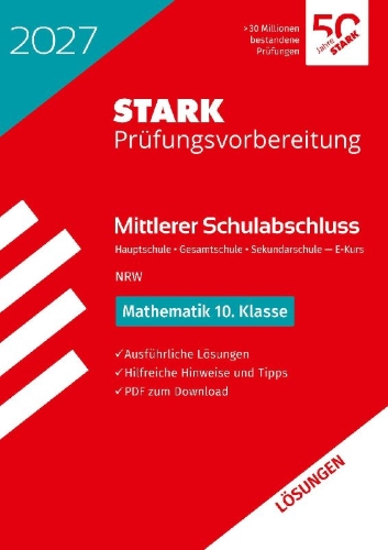 Buchcover und Innenansicht für das Buch: STARK Lösungen zu Mathematik - Mittlerer Schulabschluss (MSA) 2027 NRW Hauptschule Typ B/Gesamtschule/ Sekundarschule - Prüfungsvorbereitung
