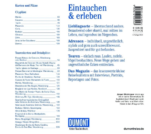 Buchcover und Innenansicht für das Buch: DUMONT Reise-Taschenbuch Reiseführer Extremadura
