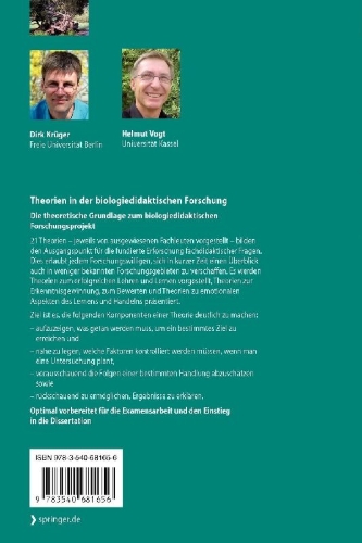 Buchcover und Innenansicht für das Buch: Handbuch der Theorien in der biologiedidaktischen Forschung