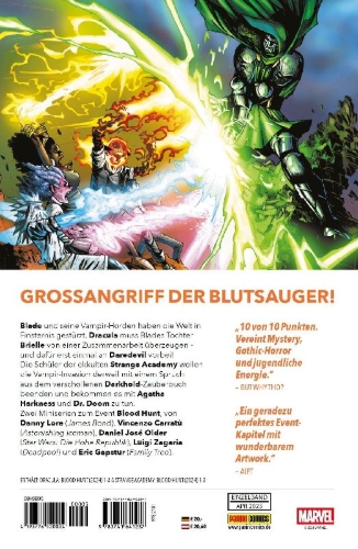Buchcover und Innenansicht für das Buch: Dracula: Bllod Hunt (2024) #1-#3; Strange Academy: Blood Hunt (2024) #1-#3