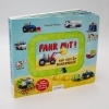 Buchcover und Innenansicht für das Buch: Meine Schiebebahn-Pappe (Soundbuch): Fahr mit auf dem Bauernhof