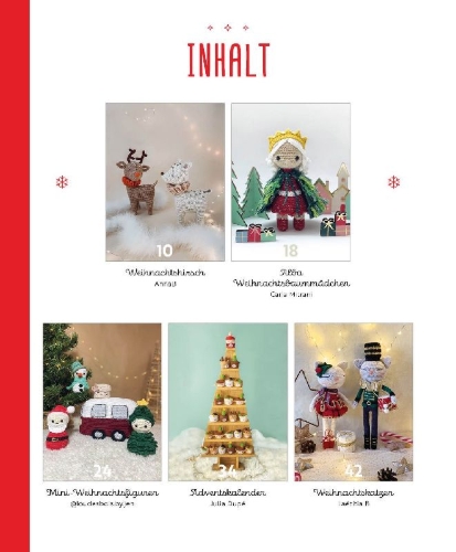 Buchcover und Innenansicht für das Buch: Poupées & amigurumis de Noël au crochet: Plus de 30 personnages et accessoires