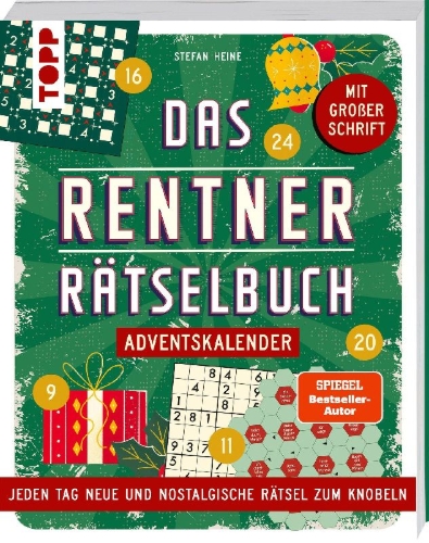 Buchcover und Innenansicht für das Buch: Das Rentner-Rätselbuch - Adventskalender