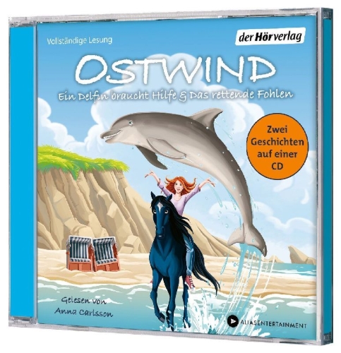 Buchcover und Innenansicht für das Buch: Ostwind. Ein Delfin braucht Hilfe & Das rettende Fohlen