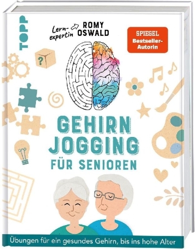 Buchcover und Innenansicht für das Buch: Gehirnjogging für Senioren. Übungen für ein gesundes Gehirn, bis ins hohe Alter
