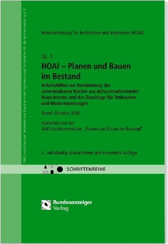 Buchcover und Innenansicht für das Buch: Planen und Bauen im Bestand. Arbeitshilfen zur Bestimmung der anrechenbaren Kosten aus mitzuverarbeitender Bausubstanz und des Zuschlags für Umbauten und Modernisierungen - HOAI 2013