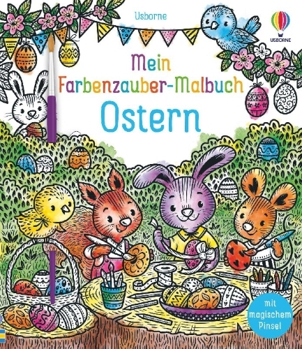 Buchcover und Innenansicht für das Buch: Mein Farbenzauber-Malbuch: Ostern
