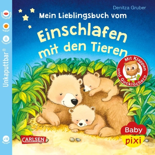 Buchcover und Innenansicht für das Buch: Baby Pixi (unkaputtbar) 96: Mein Lieblingsbuch vom Einschlafen mit den Tieren