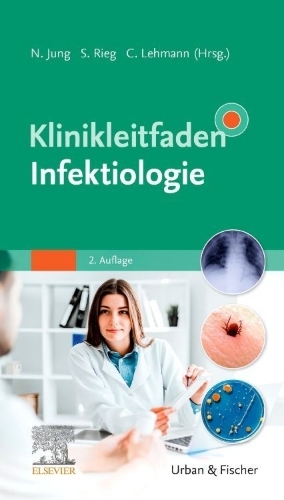 Buchcover und Innenansicht für das Buch: Klinikleitfaden Infektiologie